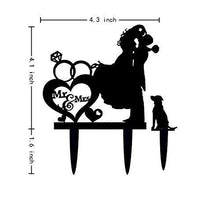 Load image into Gallery viewer, Bride and Groom with Dog  | Silhouette Pet Cake Topper | Wedding Couple Kissing
