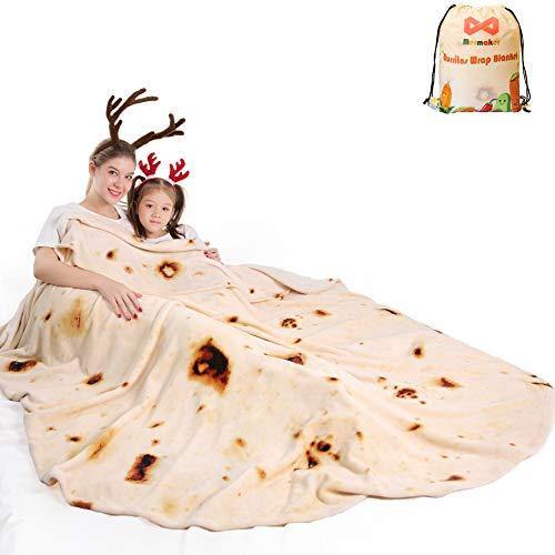 LetsFunny Coperta Rotonda Burrito 2.0, Morbida Flanella Realistica, Diametro 120 Cm, Divertente Regalo