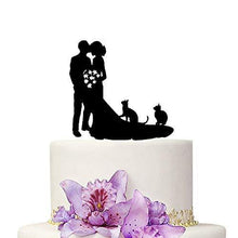 Load image into Gallery viewer, Bride and Groom With Cats | Wedding Cake Topper | Pet Cake Topper
