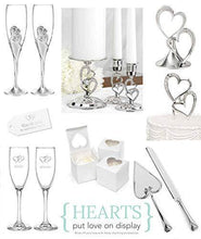 Load image into Gallery viewer, Silver Love Double Hearts  Cake Topper | Anniversary, Engagement, Wedding Cake Topper
