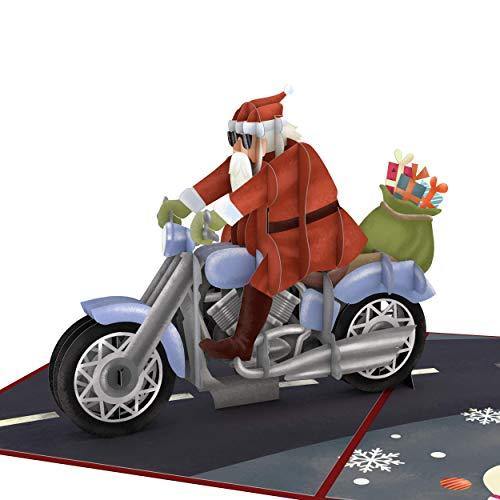 Lovepop Santa Biker Pop Up Card - 3D Card, Christmas Card, Santa Pop Up Card, Pop Up Christmas Card, Holiday Greeting Card, Santa Greeting Card - CHARMERRY