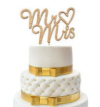 Load image into Gallery viewer, Mr and Mrs Cake Topper - Wedding Cake Toppers - Wedding Cake Topper - Confetti Wedding - Cake Topper Wedding Gold - Wedding Decorations - Wood Topper - Cake Toppers - Wedding Crafts - CHARMERRY
