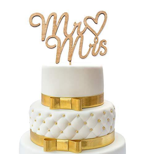 Mr and Mrs Cake Topper - Wedding Cake Toppers - Wedding Cake Topper - Confetti Wedding - Cake Topper Wedding Gold - Wedding Decorations - Wood Topper - Cake Toppers - Wedding Crafts - CHARMERRY