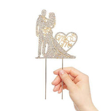 Load image into Gallery viewer, Rhinestone Crystal | Mr. and Mrs. Cake Topper  | Metal Love Wedding Cake Topper

