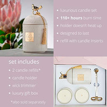 Load image into Gallery viewer, Luxury Candles for Home Scented Candle Gift Set | Candle Holder + 2 Large Soy Candle Refills + Wick Trimmer | Scented Candles Gifts for Women - 4 piece | Fall Candle Centerpieces for Dining Room Table - CHARMERRY
