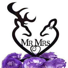 Load image into Gallery viewer, LOVENJOY Gift Boxed Deer Wedding Cake Topper | Buck and Doe, Mr and Mrs (Black) - CHARMERRY
