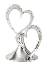 Load image into Gallery viewer, Silver Love Double Hearts  Cake Topper | Anniversary, Engagement, Wedding Cake Topper
