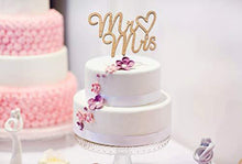 Load image into Gallery viewer, Mr and Mrs Cake Topper - Wedding Cake Toppers - Wedding Cake Topper - Confetti Wedding - Cake Topper Wedding Gold - Wedding Decorations - Wood Topper - Cake Toppers - Wedding Crafts - CHARMERRY
