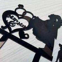 Load image into Gallery viewer, Bride and Groom with Dog  | Silhouette Pet Cake Topper | Wedding Couple Kissing
