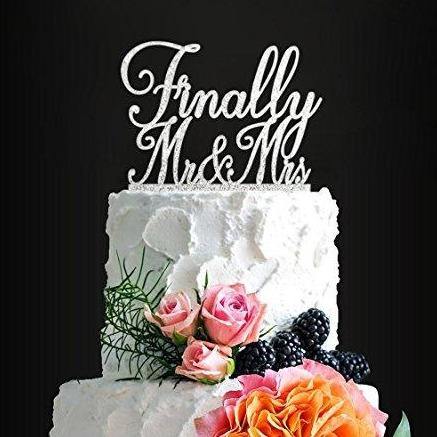 Finally Mr. and Mrs. Wedding Cake Topper | Silver | Charmerry