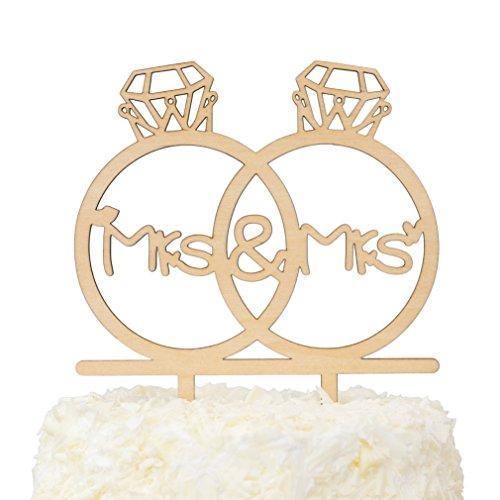 Rustic Wooden Mrs and Mrs | Lesbian Cake Topper