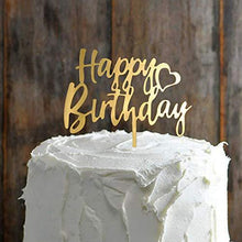 Load image into Gallery viewer, 6-Pack Gold Birthday Cake Topper Set, Double-Sided Glitter, Acrylic Happy Birthday Cake Toppers /Cupcake Toppers, Birthday Decorations for Children or Adults. - CHARMERRY
