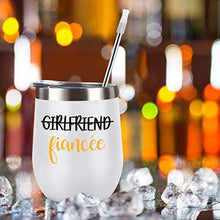 Load image into Gallery viewer, Couple Stainless Steel Wine Tumbler With Lid Set of 2 | Black and White | Gift Idea for Engagement, Fiancé - CHARMERRY
