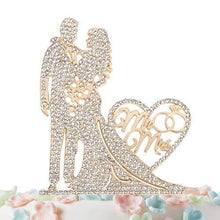 Load image into Gallery viewer, Rhinestone Crystal | Mr. and Mrs. Cake Topper  | Metal Love Wedding Cake Topper

