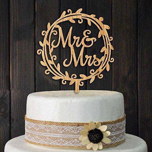 YAMI COCU Mr and Mrs Cake Toppers Rustic Wood Wedding Party Engagement Decoration - CHARMERRY