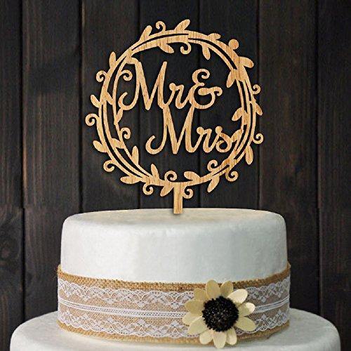 YAMI COCU Mr and Mrs Cake Toppers Rustic Wood Wedding Party Engagement Decoration - CHARMERRY