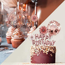 Load image into Gallery viewer, Rose Gold Cake Topper Decoration | Happy Birthday Candles, Banner, Confetti

