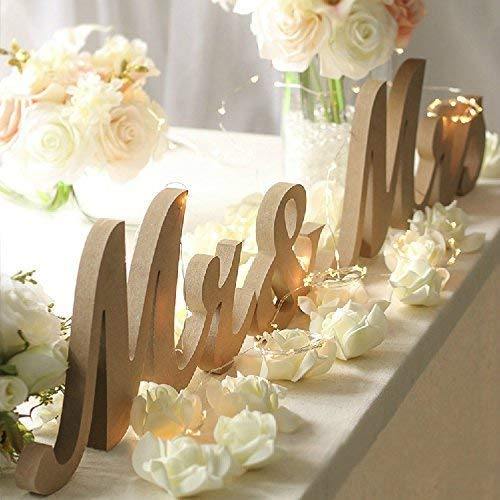 Mr. and Mrs. Rustic Wooden Vintage Wedding Table Signs | Rustic Party Table Wedding Decorations - CHARMERRY