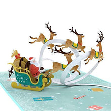 Load image into Gallery viewer, Lovepop Santa Sleigh Pop Up Card - 3D Cards, Christmas Pop Up Cards, Holiday Pop Up Cards, Christmas Cards, Santa Greeting Card, Santa Card - CHARMERRY
