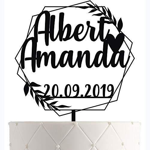 Personalized Wedding Cake Topper | Customized Bride and Groom | Name and Marriage Date  | Charmerry