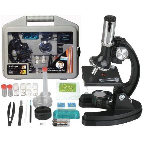 AmScope Kids Beginner Microscope STEM Kit - 120X-1200X 52pcs - CHARMERRY
