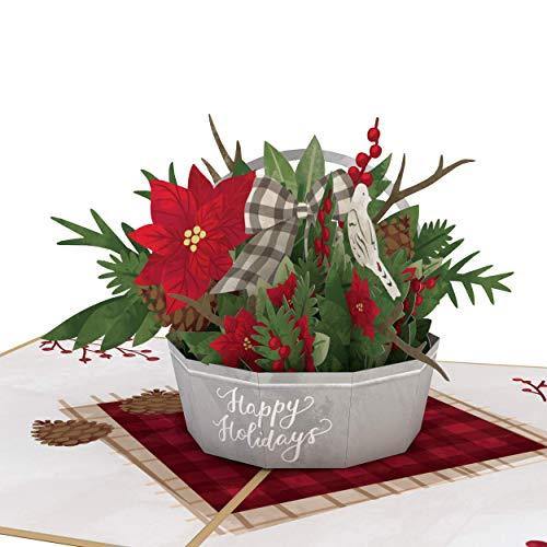 Lovepop Winter Flower Basket Pop Up Card - 3D Card, Flower Basket, Christmas Card, Holiday Greeting Card, Pop Up Flowers, 3D Christmas Card, Merry Christmas Card - CHARMERRY