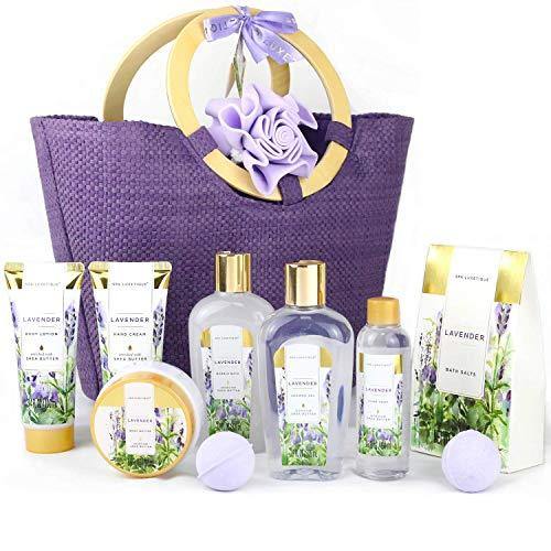 Spa Luxetique Gift Baskets for Women | Lavender Bath and Body Gift Idea For Her - Charmerry