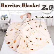 Load image into Gallery viewer, mermaker Burritos Tortilla Blanket 2.0 Double Sided 71 inches for Adult and Kids, Giant Funny Realistic Food Throw Blanket, 285 GSM Novelty Soft Flannel Taco Blanket (Yellow Blanket-Double Sided) - CHARMERRY
