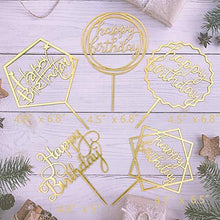 Load image into Gallery viewer, Gold Cake Topper Acrylic Cake Topper Happy Birthday Cake Topper Cake Decoration Supplies (5 Pieces) - CHARMERRY
