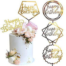 Load image into Gallery viewer, Gold Cake Topper Acrylic Cake Topper Happy Birthday Cake Topper Cake Decoration Supplies (5 Pieces) - CHARMERRY
