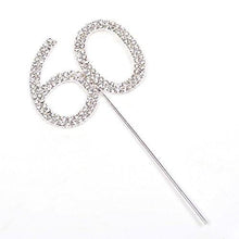 Load image into Gallery viewer, 60 Sixty Number Crystal Rhinestone /60th Anniversary Cake Topper (FAUX Diamond Diamante) - CHARMERRY
