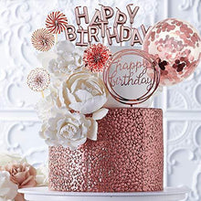 Load image into Gallery viewer, Rose Gold Cake Topper Decoration | Happy Birthday Candles, Banner, Confetti
