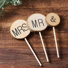 Load image into Gallery viewer, Rustic Wedding Cake Topper with Bark | Mr. and Mrs. Cake Topper 

