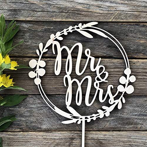 Mr. and Mrs. Floral Wedding Cake Topper | Wreath