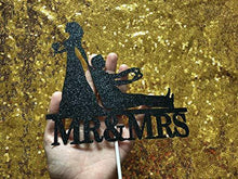 Load image into Gallery viewer, Mr. &amp; Mrs. Cake Topper | Black Glittery Wedding Cake Topper
