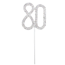 Load image into Gallery viewer, 80 Number Crystal Rhinestone  /80th Anniversary Cake Topper (FAUX Diamond Diamante) - CHARMERRY
