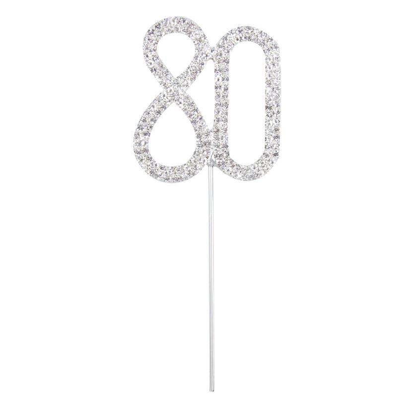 80 Eighty Number Crystal Rhinestone /80th Anniversary Cake Topper (FAUX ...