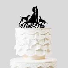Load image into Gallery viewer, Wedding Cake Topper with Dogs (Kissing Groom and Bride with Pets)
