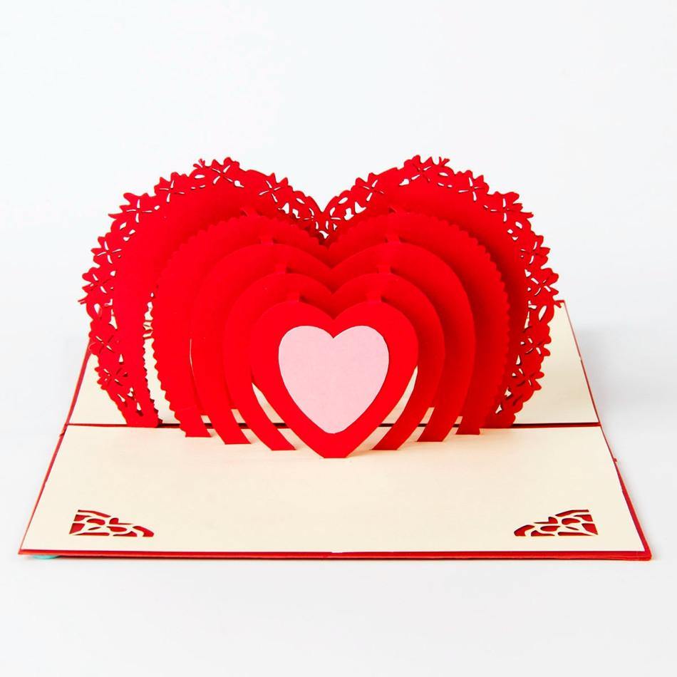 3D Pop Up Greeting Card /Invitation (Valentine /Wedding /Love Heart Shape) - CHARMERRY