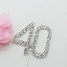 Load image into Gallery viewer, 40 Number Crystal Rhinestone /40th Wedding Anniversary Cake Topper (FAUX Diamond Diamante) - CHARMERRY
