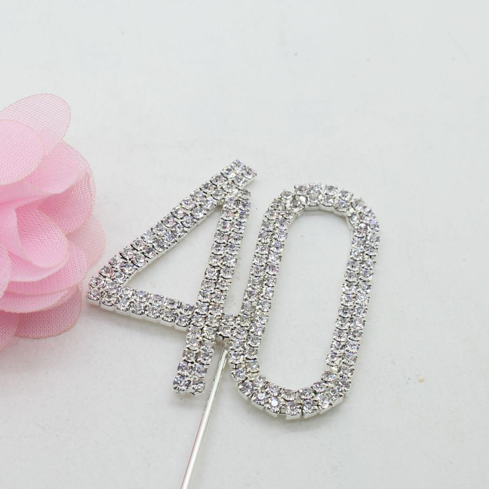 40 Number Crystal Rhinestone /40th Wedding Anniversary Cake Topper (FAUX Diamond Diamante) - CHARMERRY
