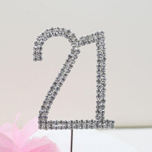 Load image into Gallery viewer, 21 Twenty-One Number Crystal Rhinestone /21st Anniversary Cake Topper (FAUX Diamond Diamante) - CHARMERRY
