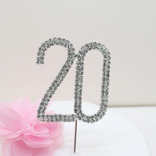 20 Twenty Number Crystal Rhinestone /20th Anniversary Cake Topper (FAUX Diamond Diamante) - CHARMERRY