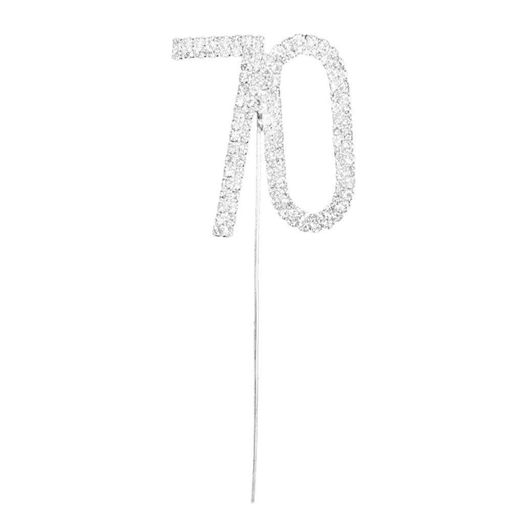 70 Number Crystal Rhinestone /70th Anniversary Cake Topper (FAUX Diamond Diamante) - CHARMERRY